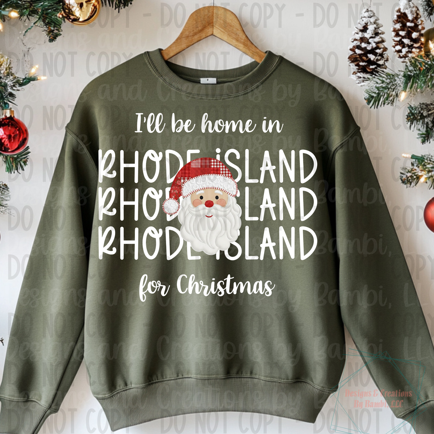 I'll Be Home in States Santa Face with White Font Collection