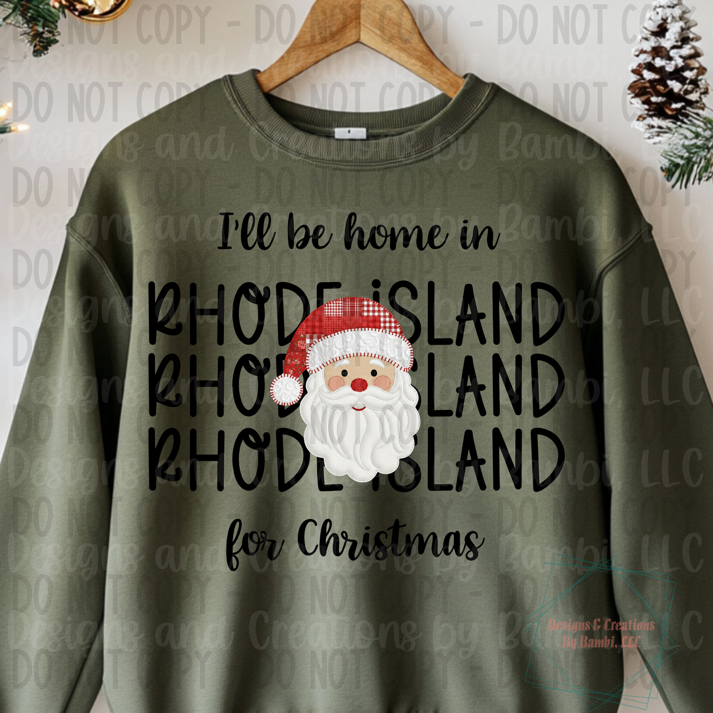 I'll Be Home in States Santa Face with Black Font Collection