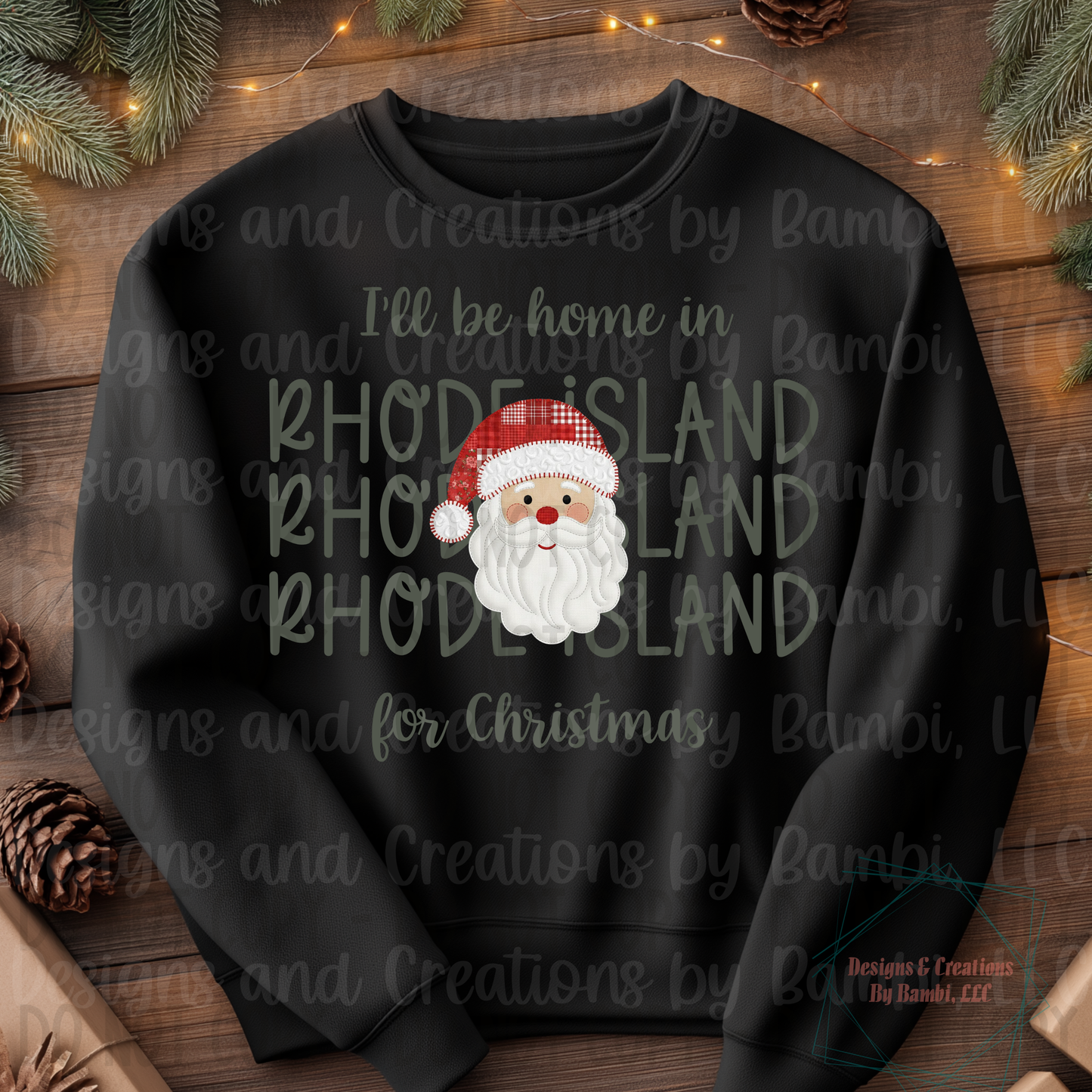 I'll Be Home in States Santa Face with Sage Green Font Collection