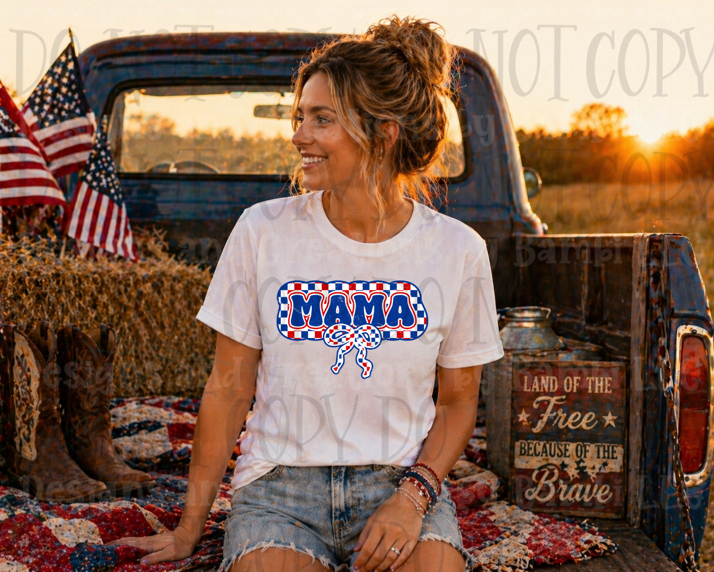 Red, White, and Blue Checkered Mama Patriotic