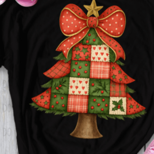 Retro Patchwork Christmas Tree Version 2 PNG File