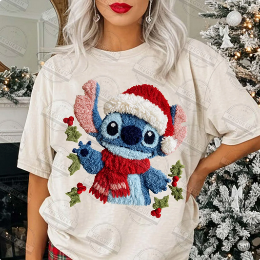 Faux Yarn Blue Alien Christmas