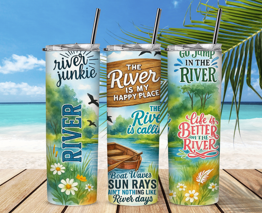 River Is My Happy Place Sublimation Tumbler