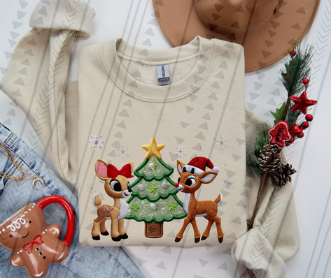 Rudolph and Friends Faux Embroidery