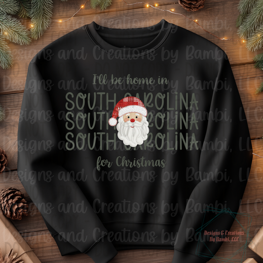 I'll Be Home in States Santa Face with Sage Green Font Collection