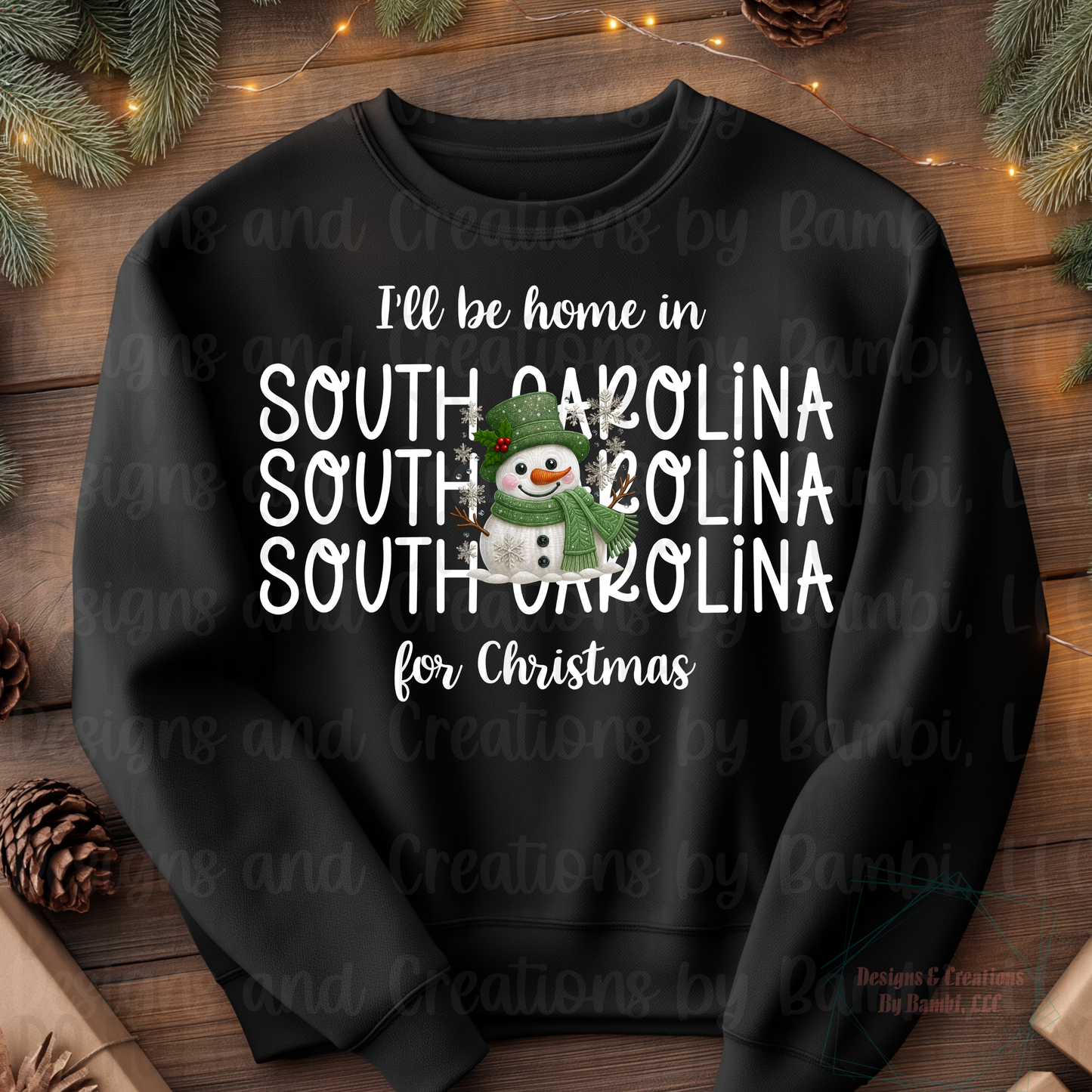 I'll Be Home in States Sage Snowman with White Font Collection