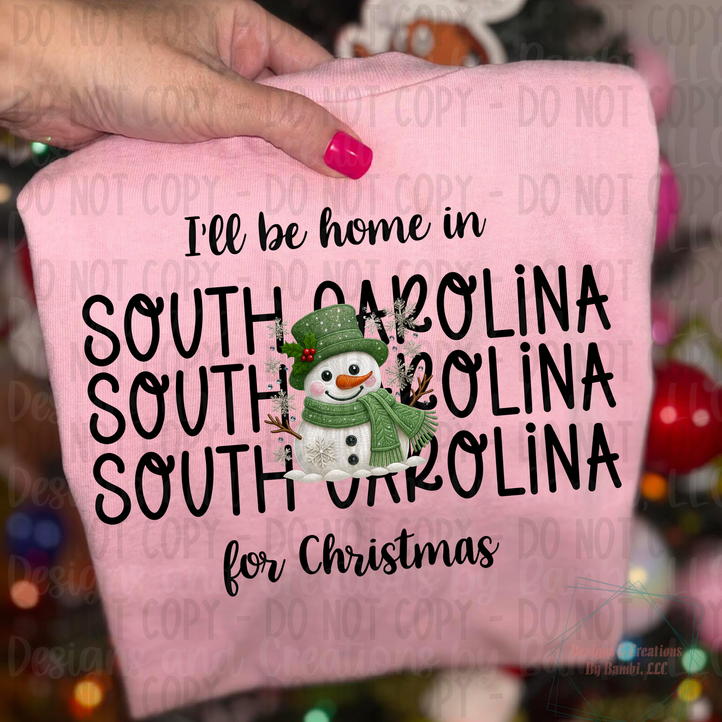 I'll Be Home in States Sage Snowman with Black Font Collection