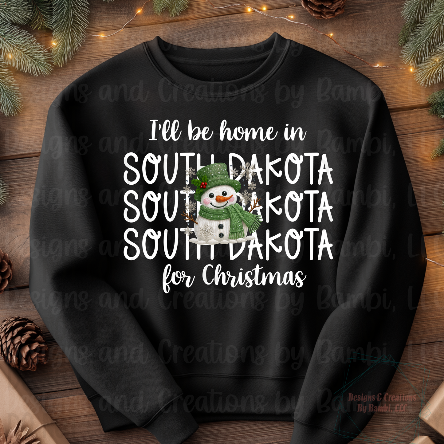 I'll Be Home in States Sage Snowman with White Font Collection