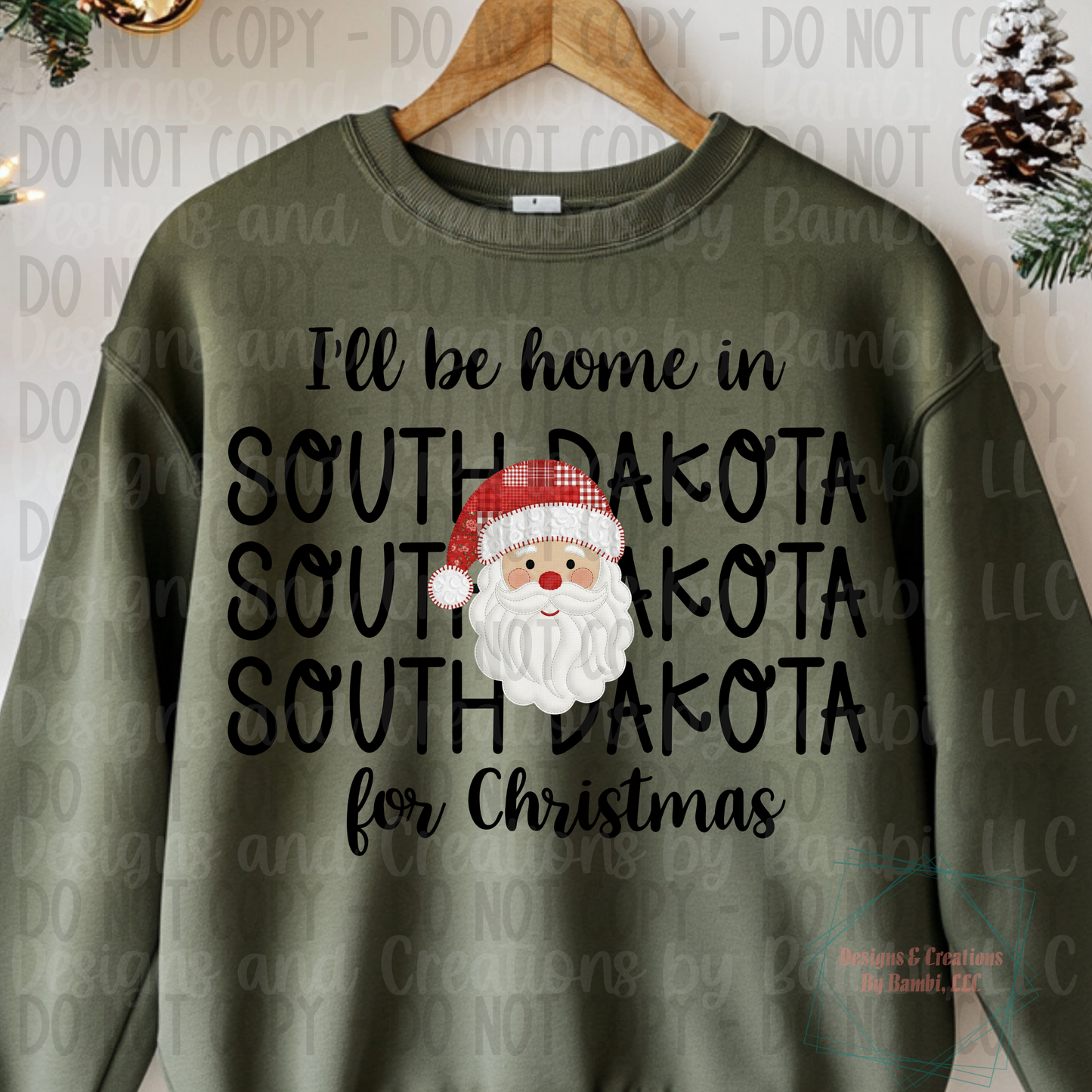 I'll Be Home in States Santa Face with Black Font Collection