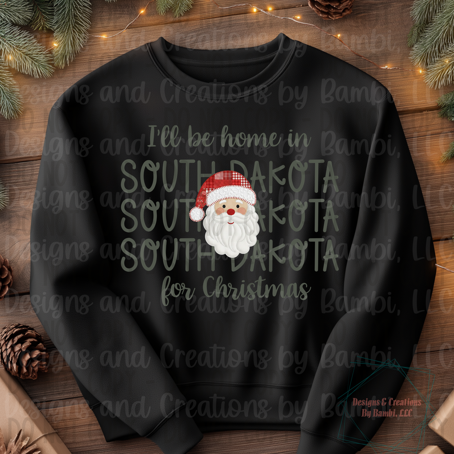 I'll Be Home in States Santa Face with Sage Green Font Collection