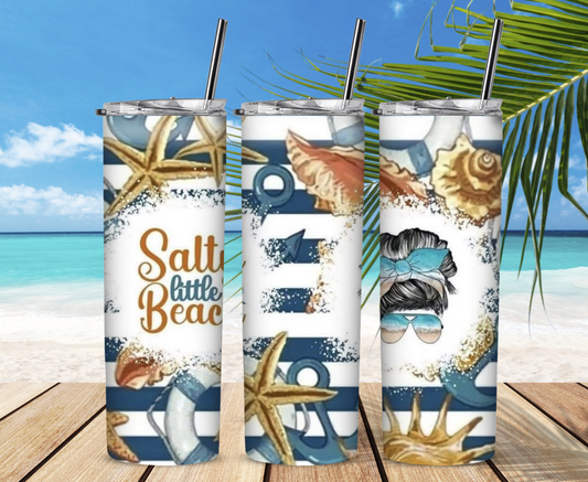 Salty Little Beach Blue Sublimation Tumbler