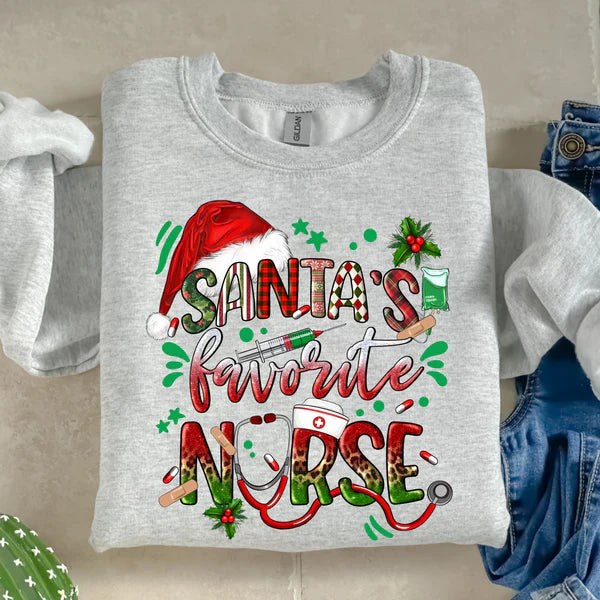 Santa's Favorite Nurse (Red/Green/Leopard)