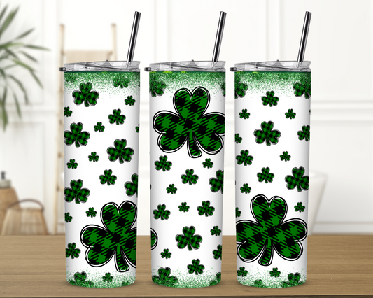 Scattered Plaid Clover Tumbler