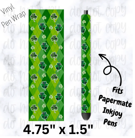 Scattered Green Shamrocks Ink Joy Pens