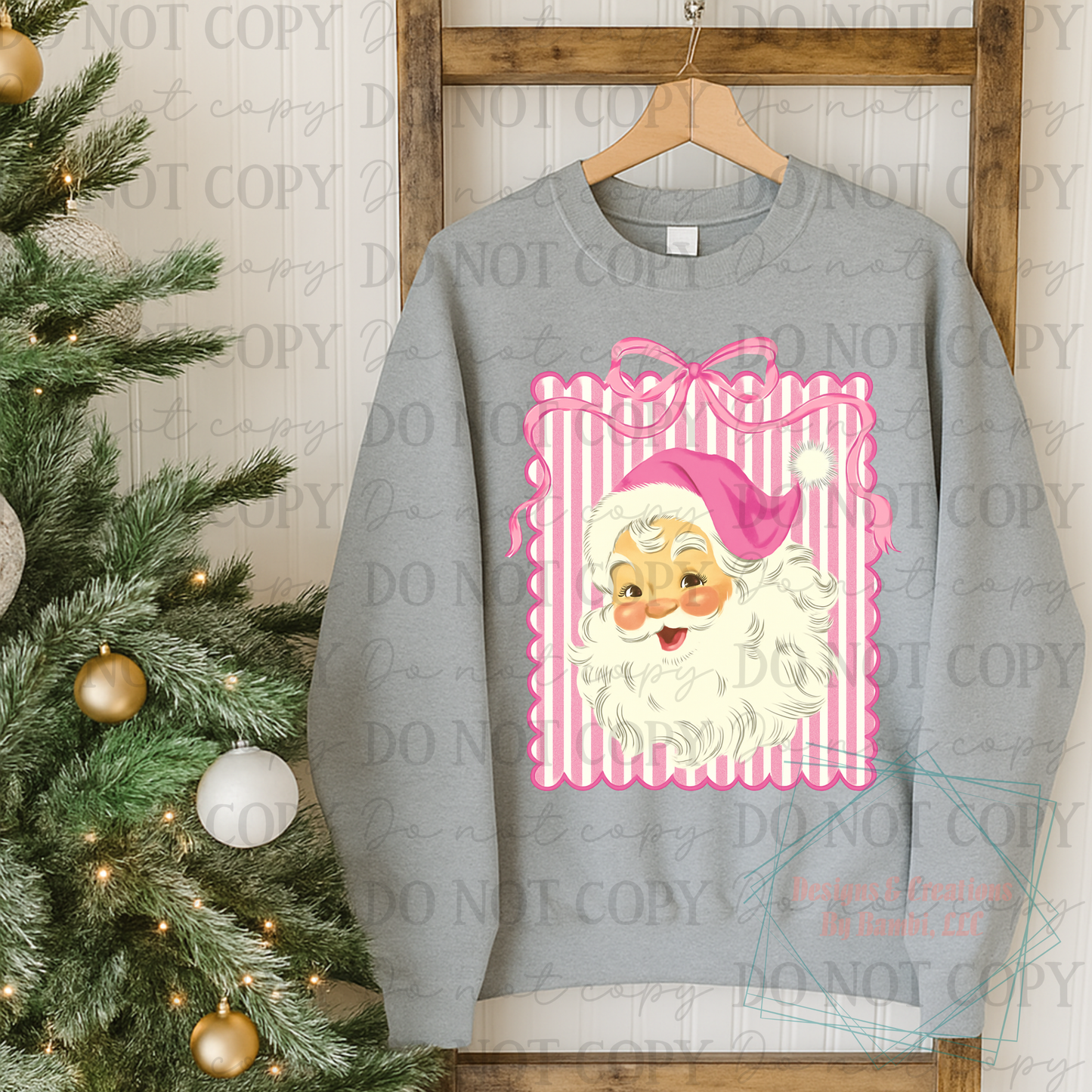 Seersucker Pink Santa