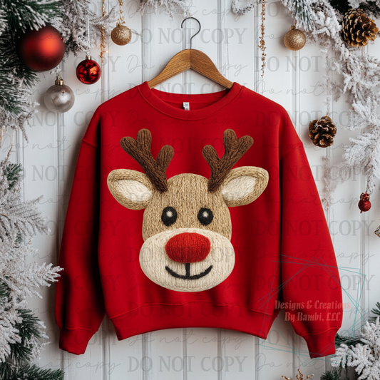 Single Festive Faux Yarn Reindeer