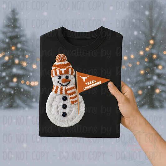 Faux Yarn Snowman and Longhorns