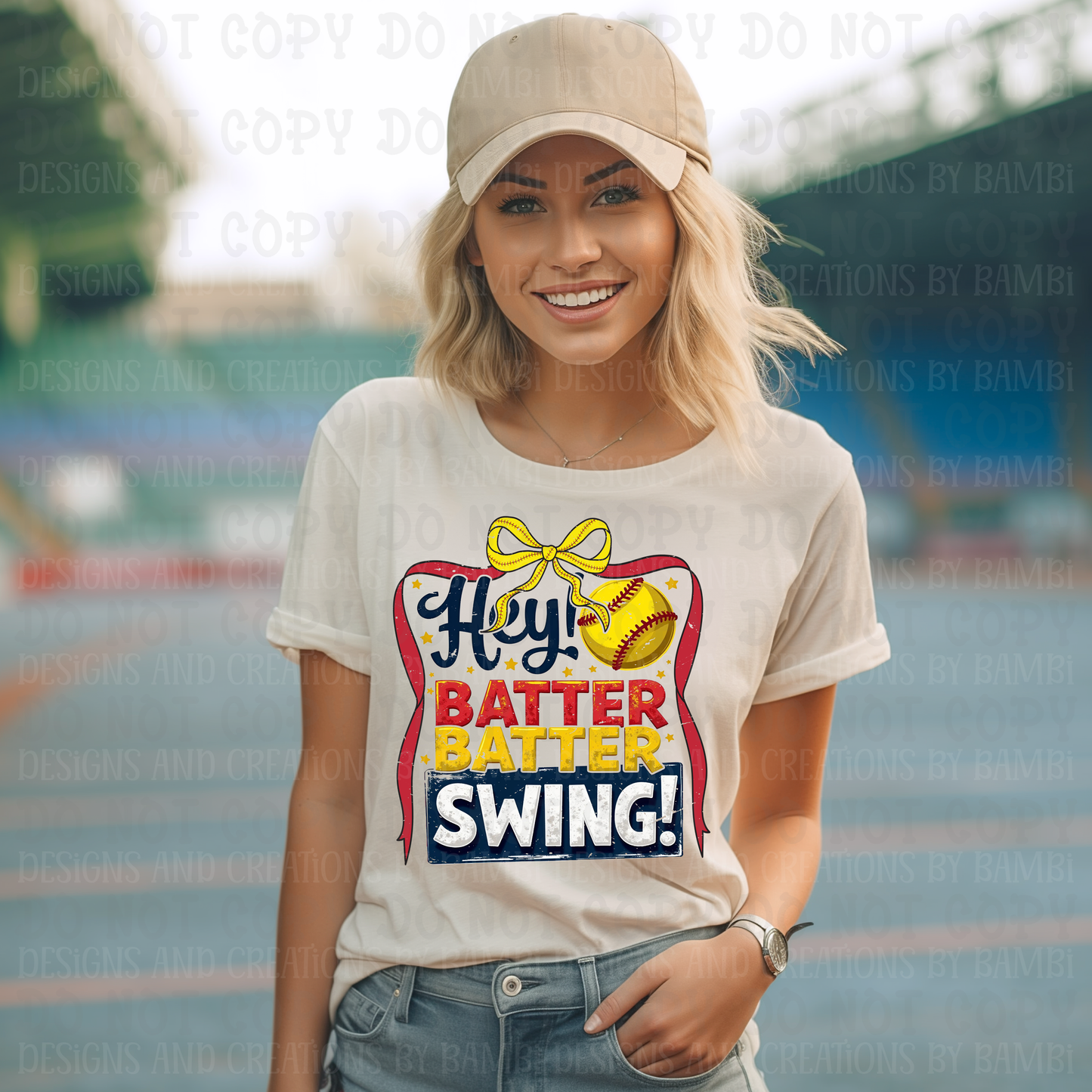 Softball Hey Batter Swing Distressed Font