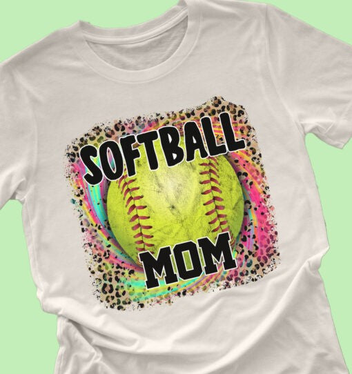 Softball Mom with Leopard and Bright Colors