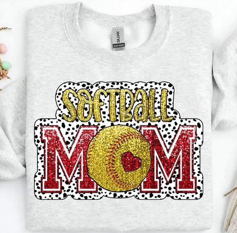 Softball Mom Red and Yellow Dotted Background