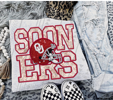 Sooners Faux Embroidery with Helmet