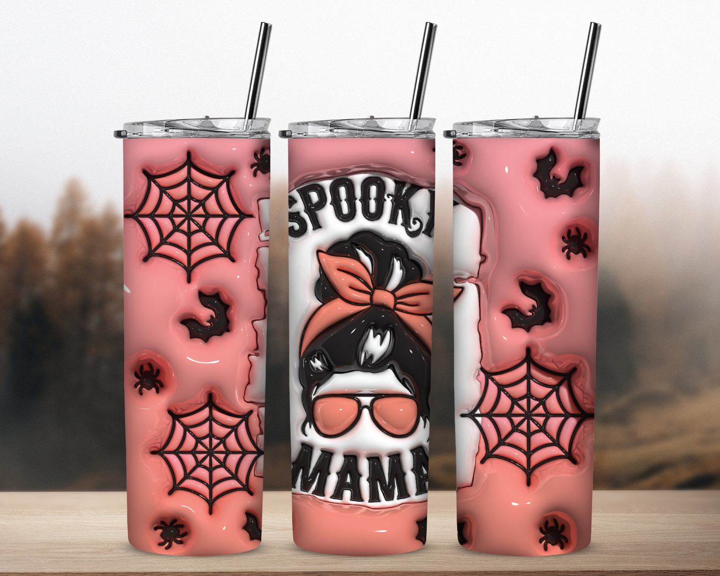 Spooky Mama 3D Puff 20 oz Sublimation Tumbler