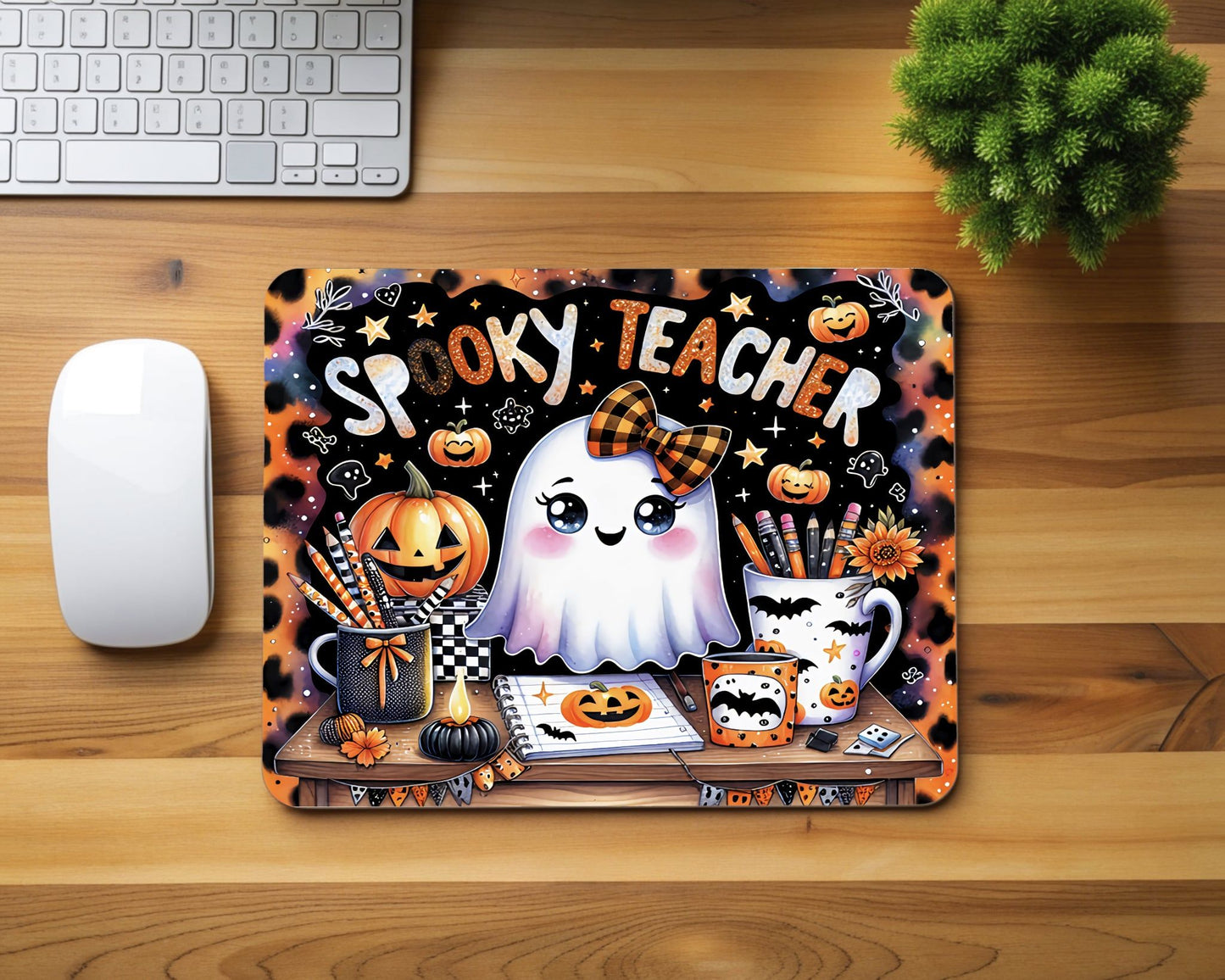 Spooky Teacher with Ghost Mouse Pad