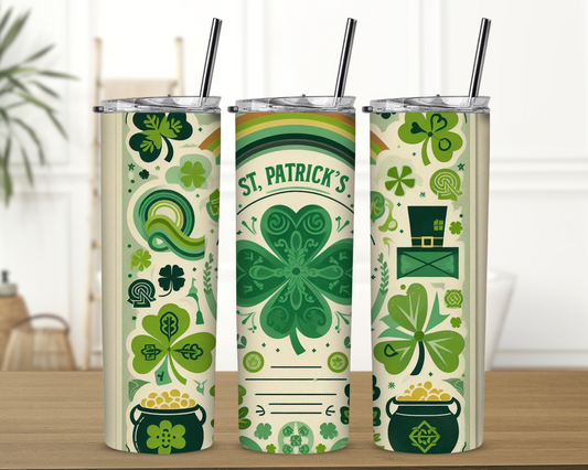 St Patrick's Day with Clover Vintage 20 oz Tumbler