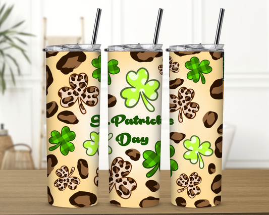 St Patrick's Day with Leopard 20 oz Tumbler