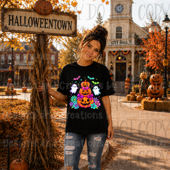 Stacked Pumpkins with Ghost