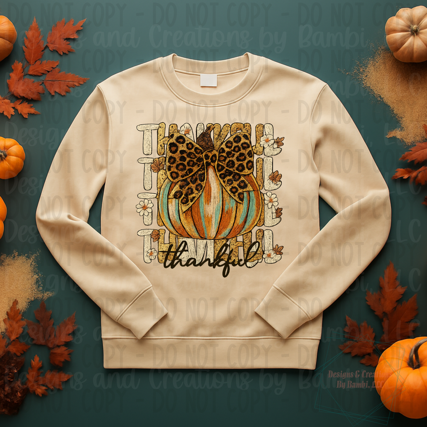 Stacked Thankful with Pumpkin