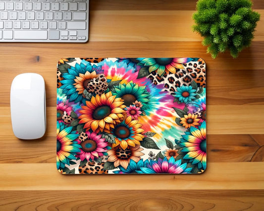 Sunflowers Leopard and Vivid Colors Mouse Pad