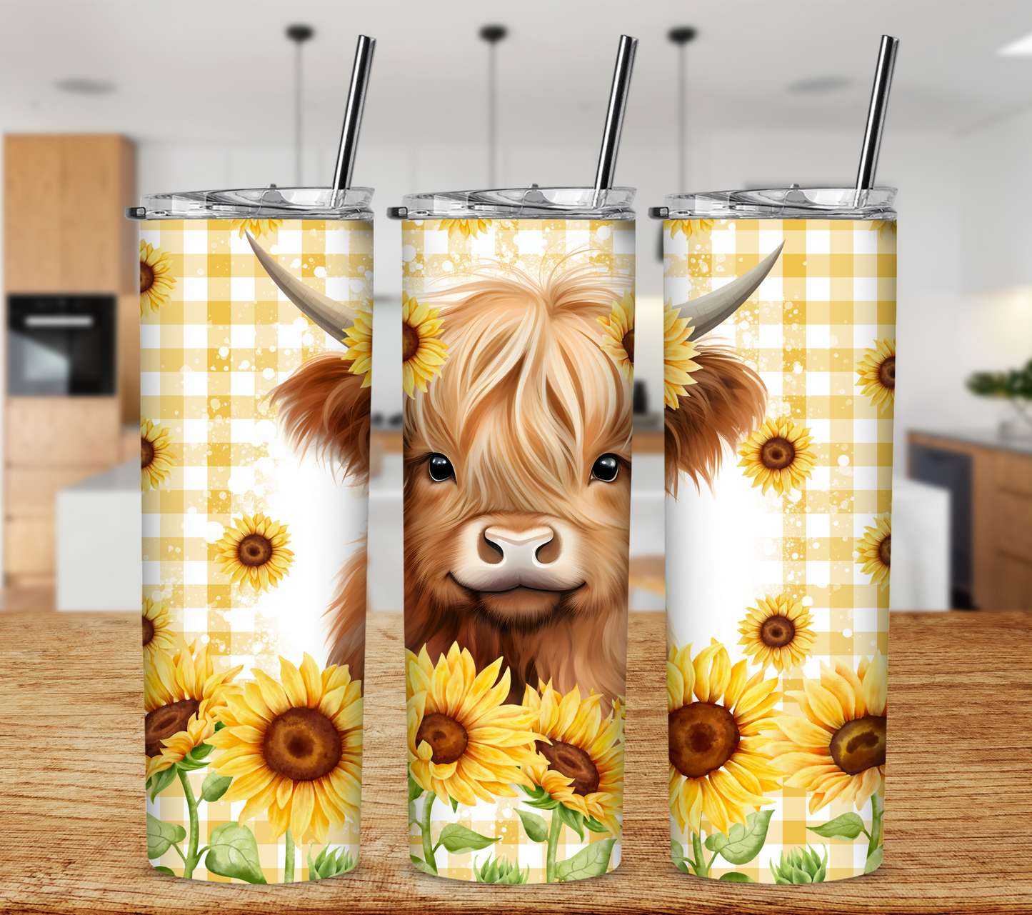 Sunflowers and Highland Cow 20 oz Tumbler