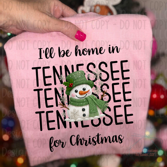 I'll Be Home in States Sage Snowman with Black Font Collection