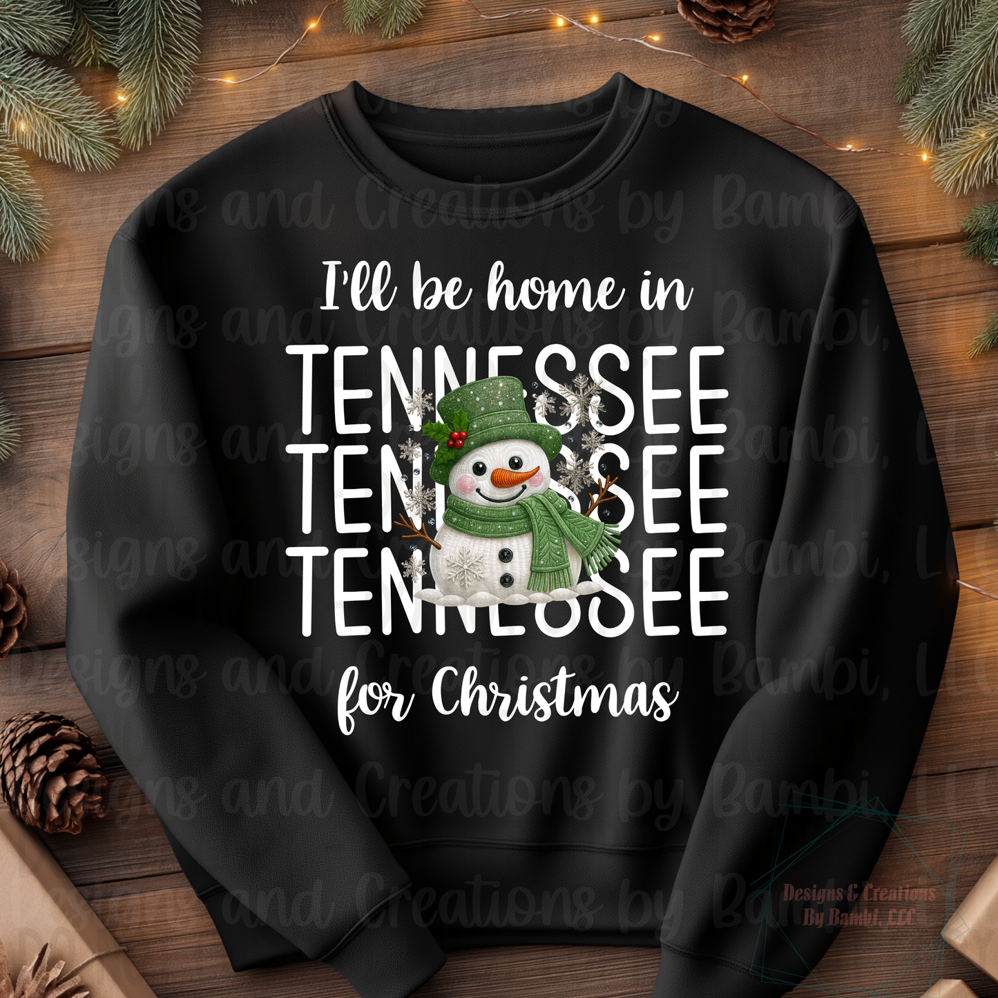 I'll Be Home in States Sage Snowman with White Font Collection