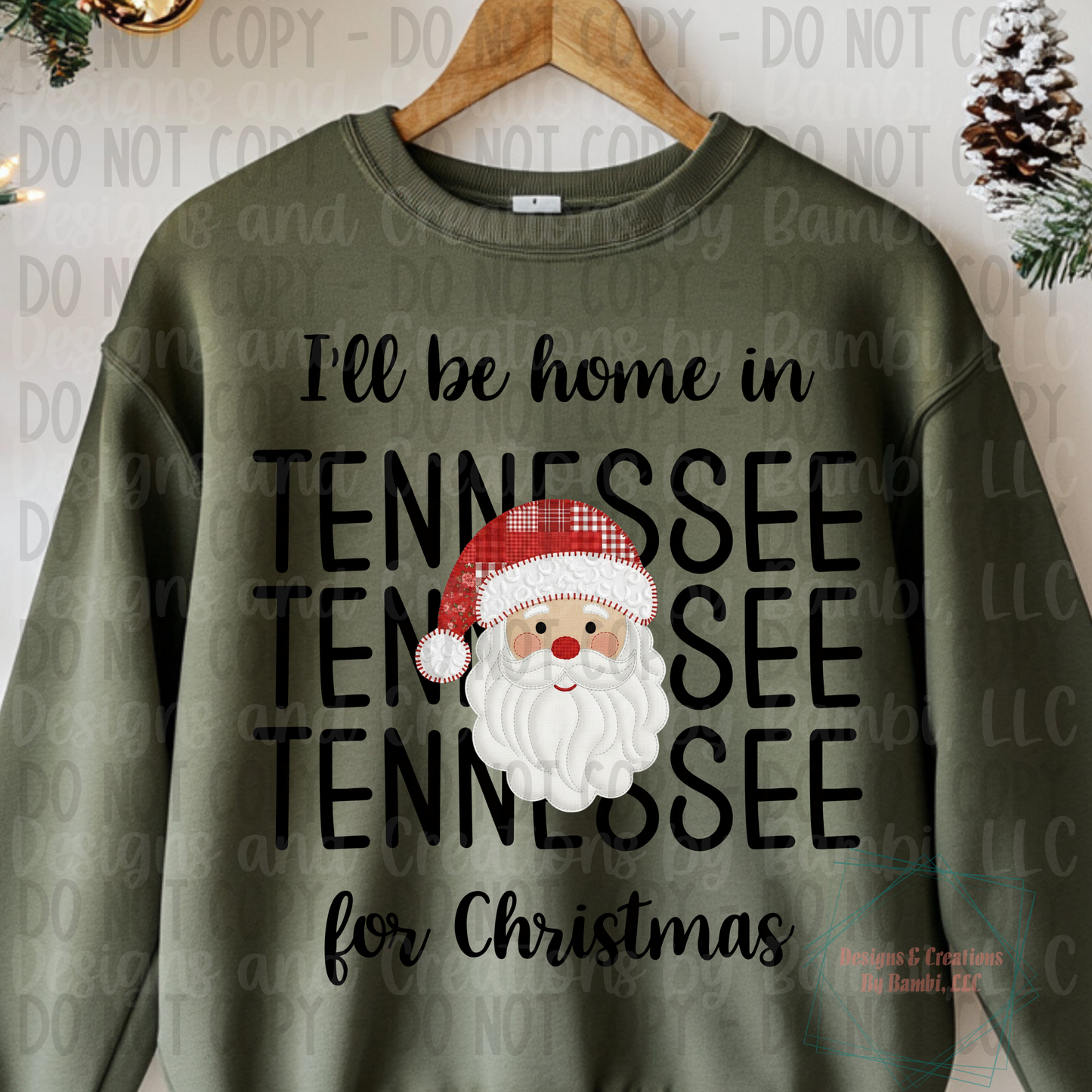 I'll Be Home in States Santa Face with Black Font Collection
