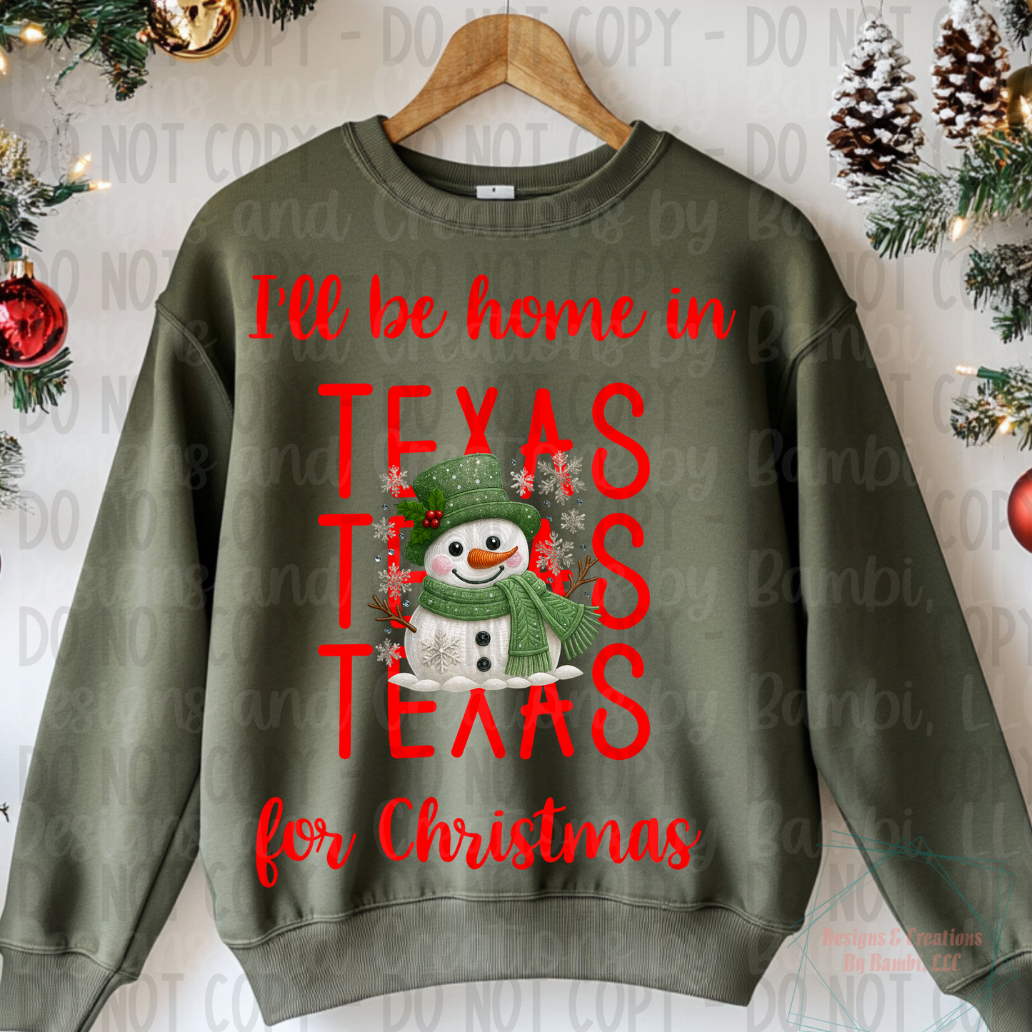 I'll Be Home In States Sage Snowman with Red Font Digital Bundle