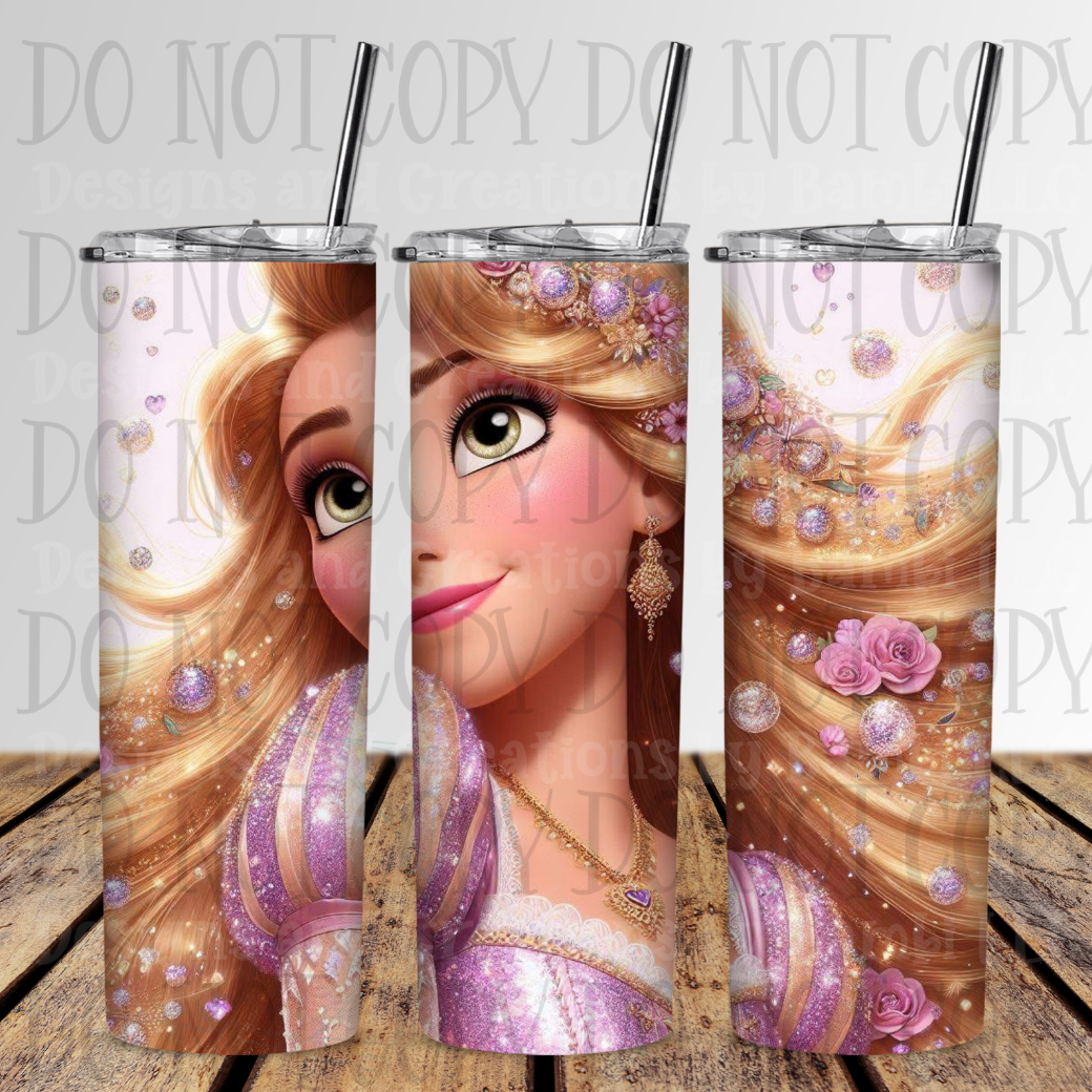20 oz Sublimation Long Haired Princess Tumbler