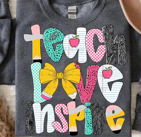 Teach Love Inspire Pencil Bow