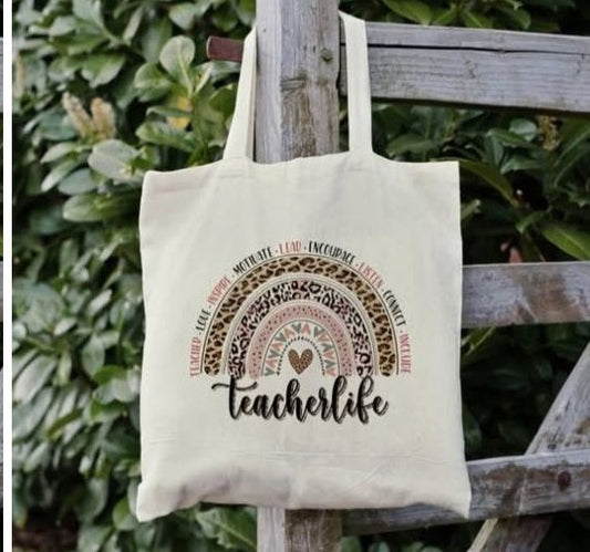 Teacher Life Rainbow Book Bag
