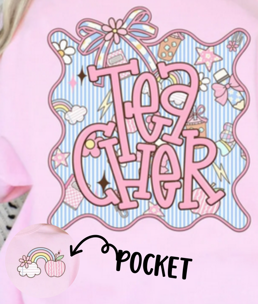 Teacher Seersucker Frame (Pocket/Back)