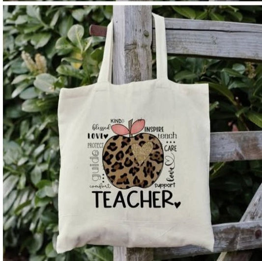 Teacher and Leopard Apple Book Bag