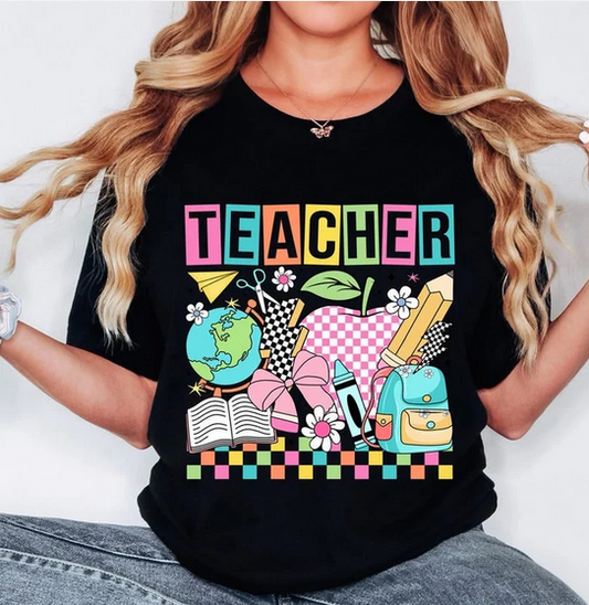Teacher Retro School Items Neon