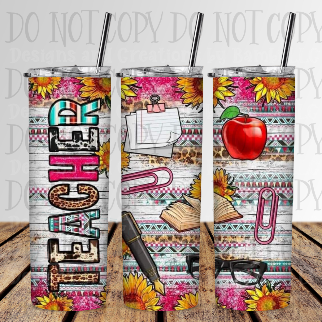 20oz Sublimation Teacher with Serape Tumbler