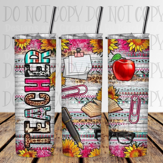 20oz Sublimation Teacher with Serape Tumbler