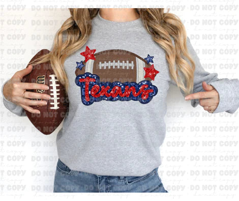 Game Time- Texans Faux Glitter Embroidery