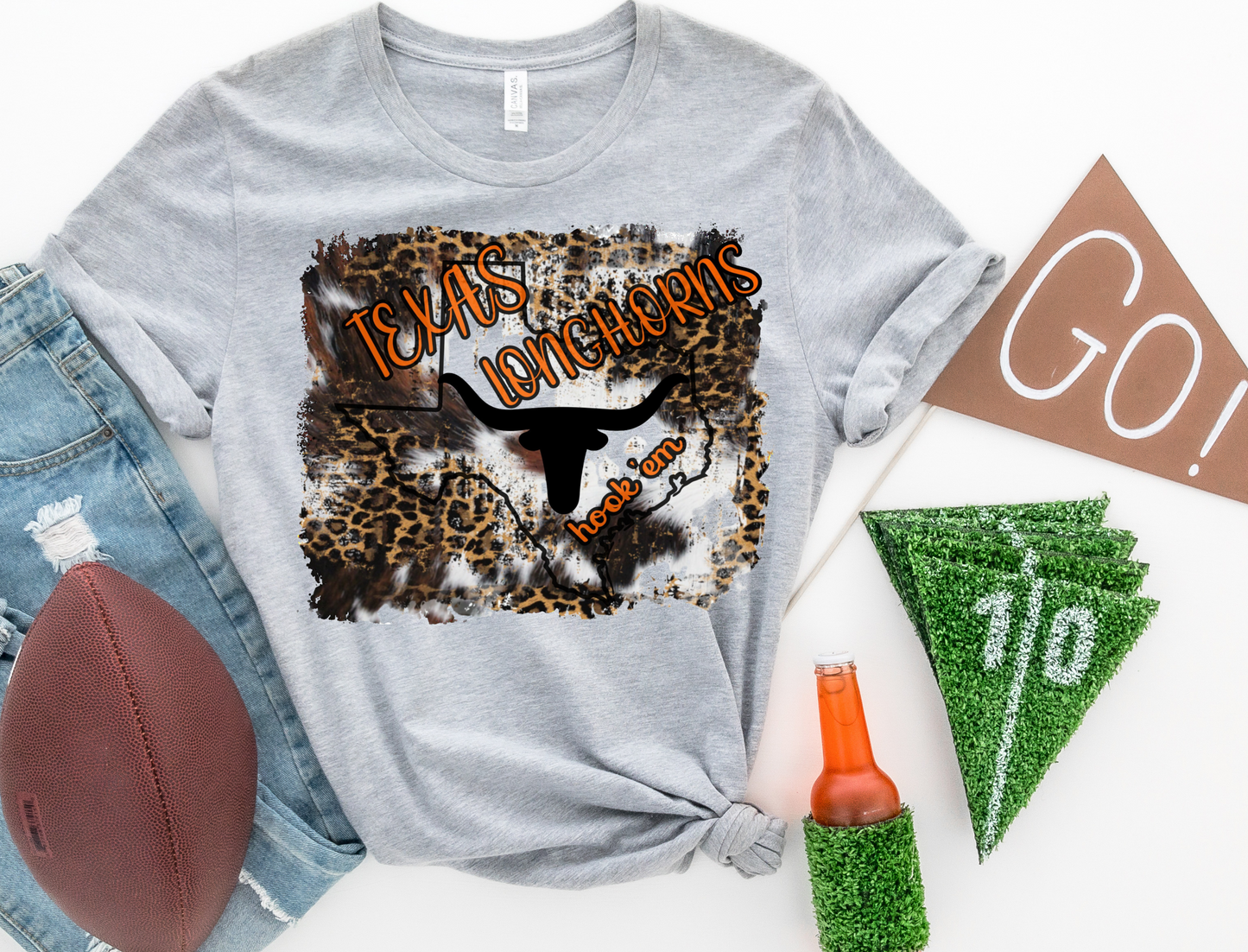 Longhorns and Leopard Completed Shirt- Adult/Kid