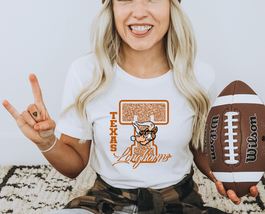 Texas Longhorns with T Faux Glitter