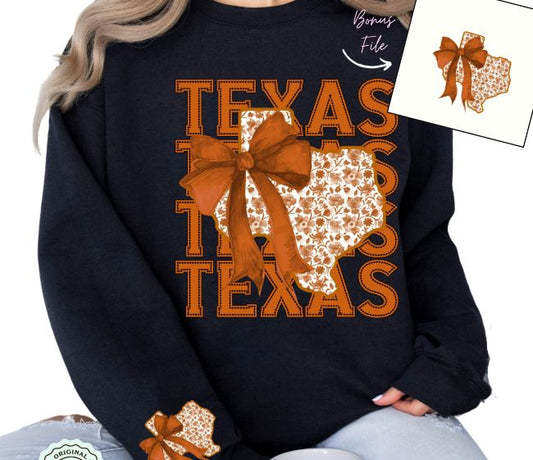 Texas Stacked with State of Texas (Front/Sleeve)