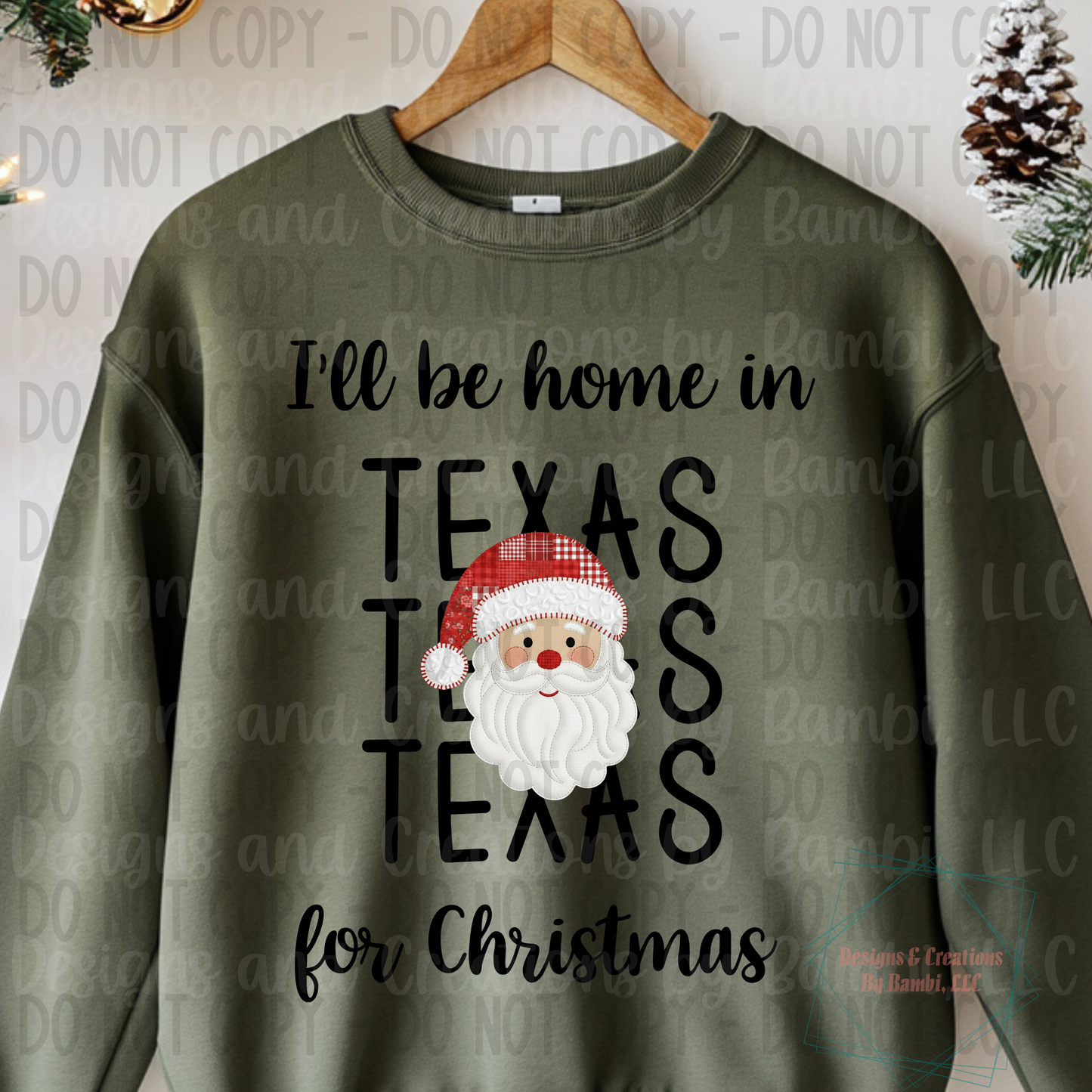 I'll Be Home in States Santa Face with Black Font Digital Bundle